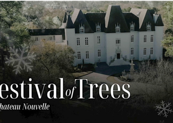 See Hundreds of Christmas Trees Inside a Houston Castle While Helping Foster Kids and Veterans