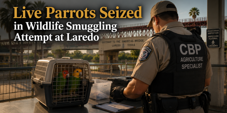 Two Live Parrots Hidden in Bag Seized at Laredo Bridge in Wildlife Smuggling Attempt; U.S. Citizen Arrested