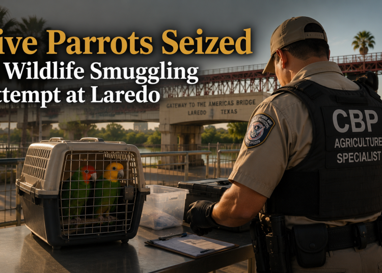 Two Live Parrots Hidden in Bag Seized at Laredo Bridge in Wildlife Smuggling Attempt; U.S. Citizen Arrested