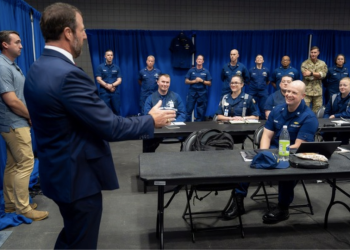 Secretary Mullin at USCG Station New York